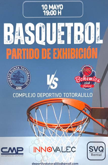 Partido de exhibición de basquetbol enfrentara a Puerto Punta Totoralillo y Bohemios Club este 10 de mayo